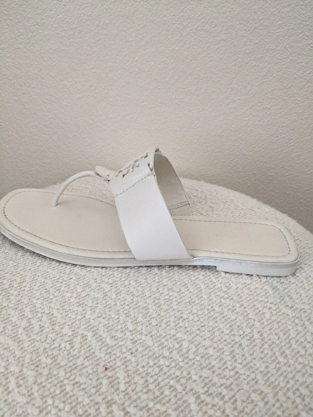 Tory Burch Calf Leather Georgia Thong Sandals White Size 9 M